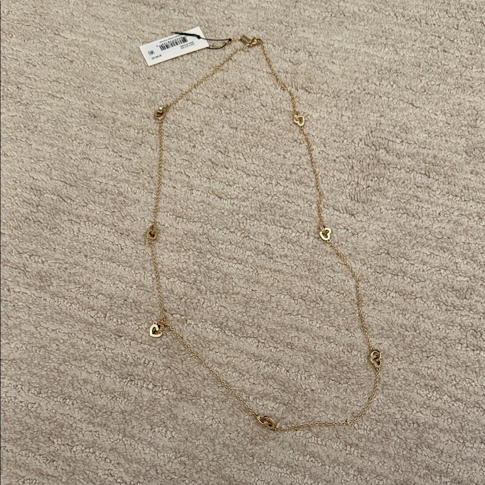 Coach Gold Long Heart Link Charms Necklace